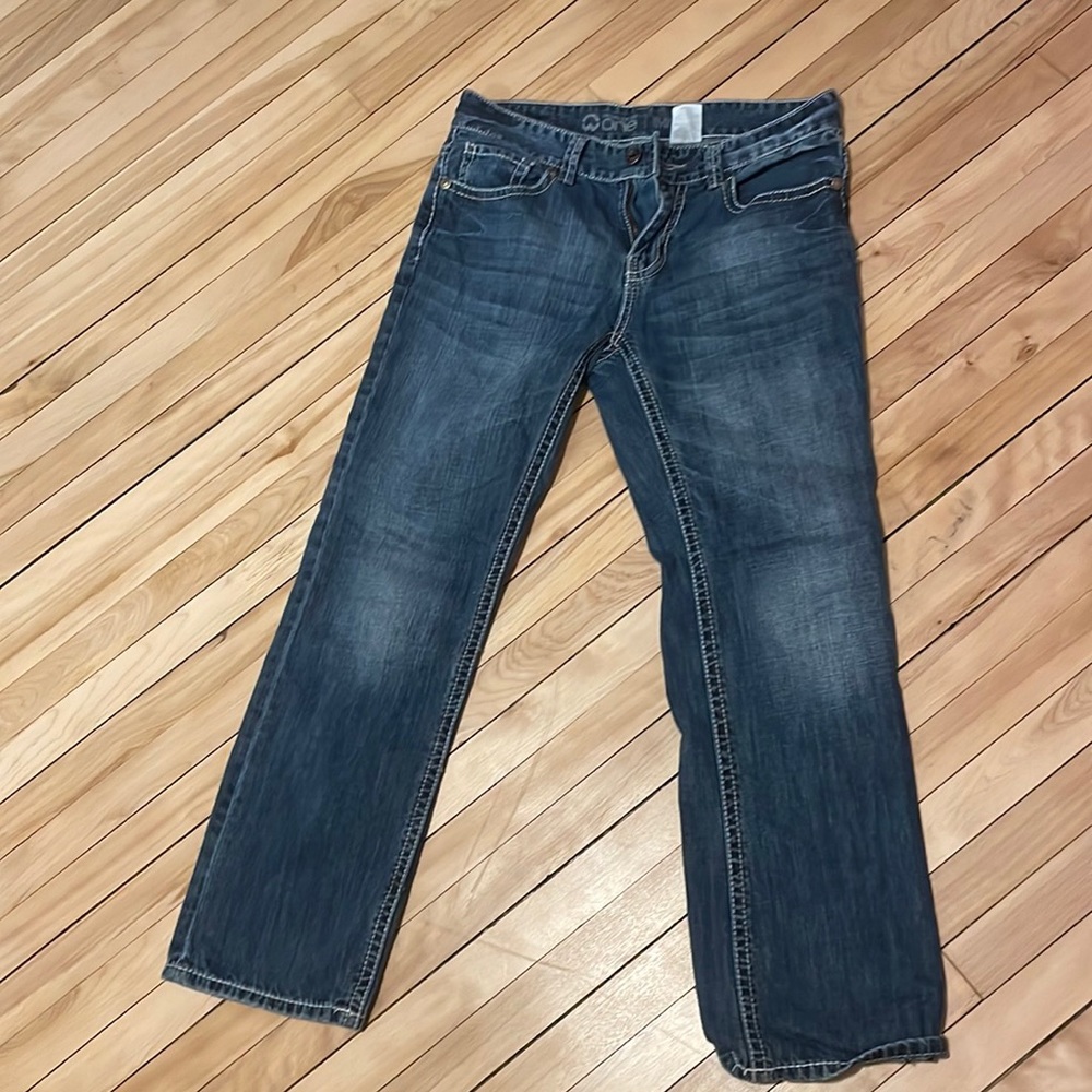 Mend slim straight jeans